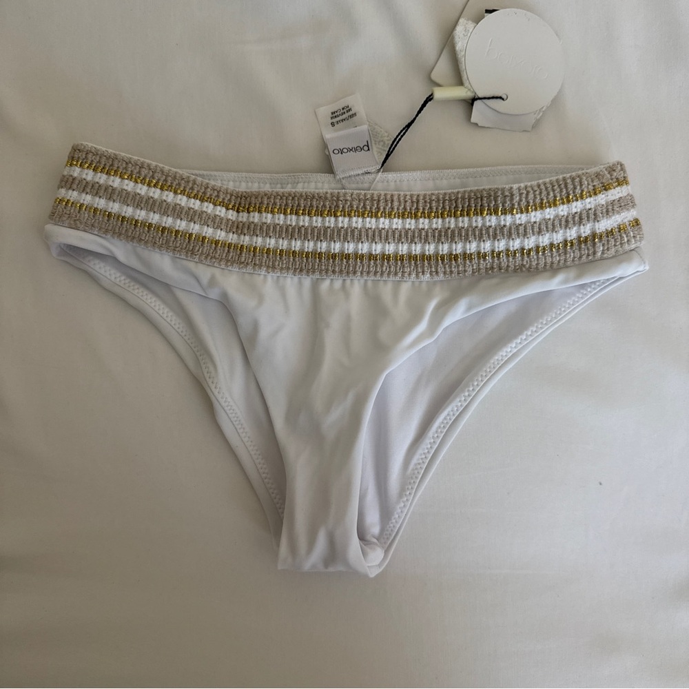 Peixoto zoni White Bikini Bottom with crochet waist band size S